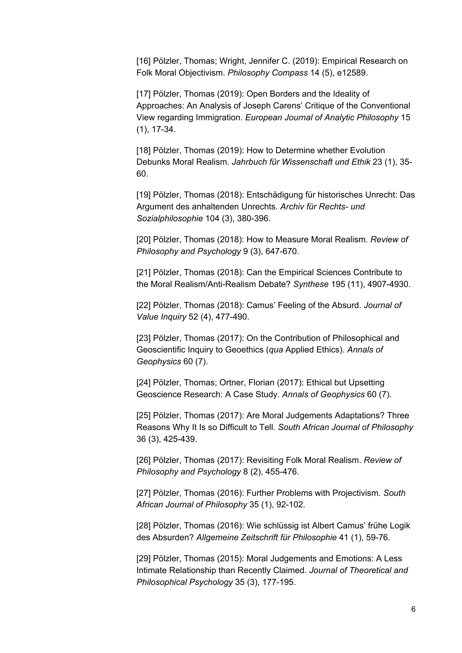 Curriculum vitae of Thomas Pölzler, page 6 of 25