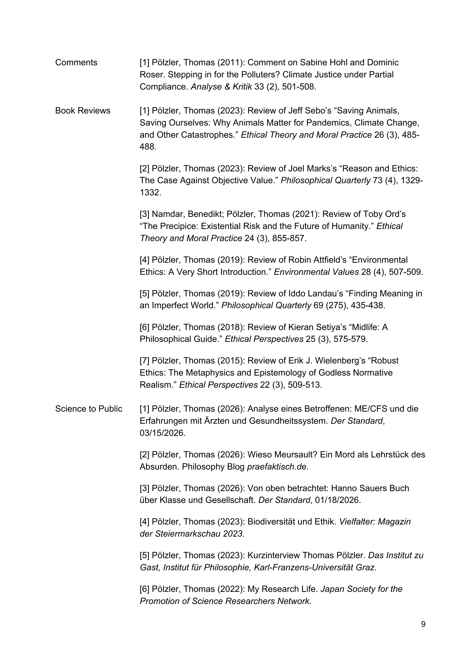 Curriculum vitae of Thomas Pölzler, page 9 of 25