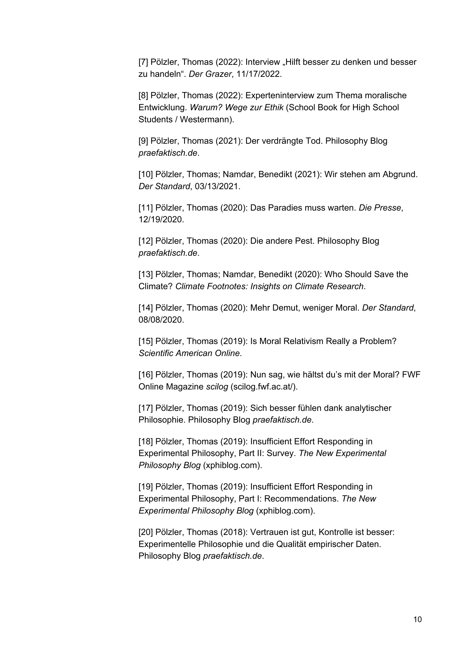 Curriculum vitae of Thomas Pölzler, page 10 of 25
