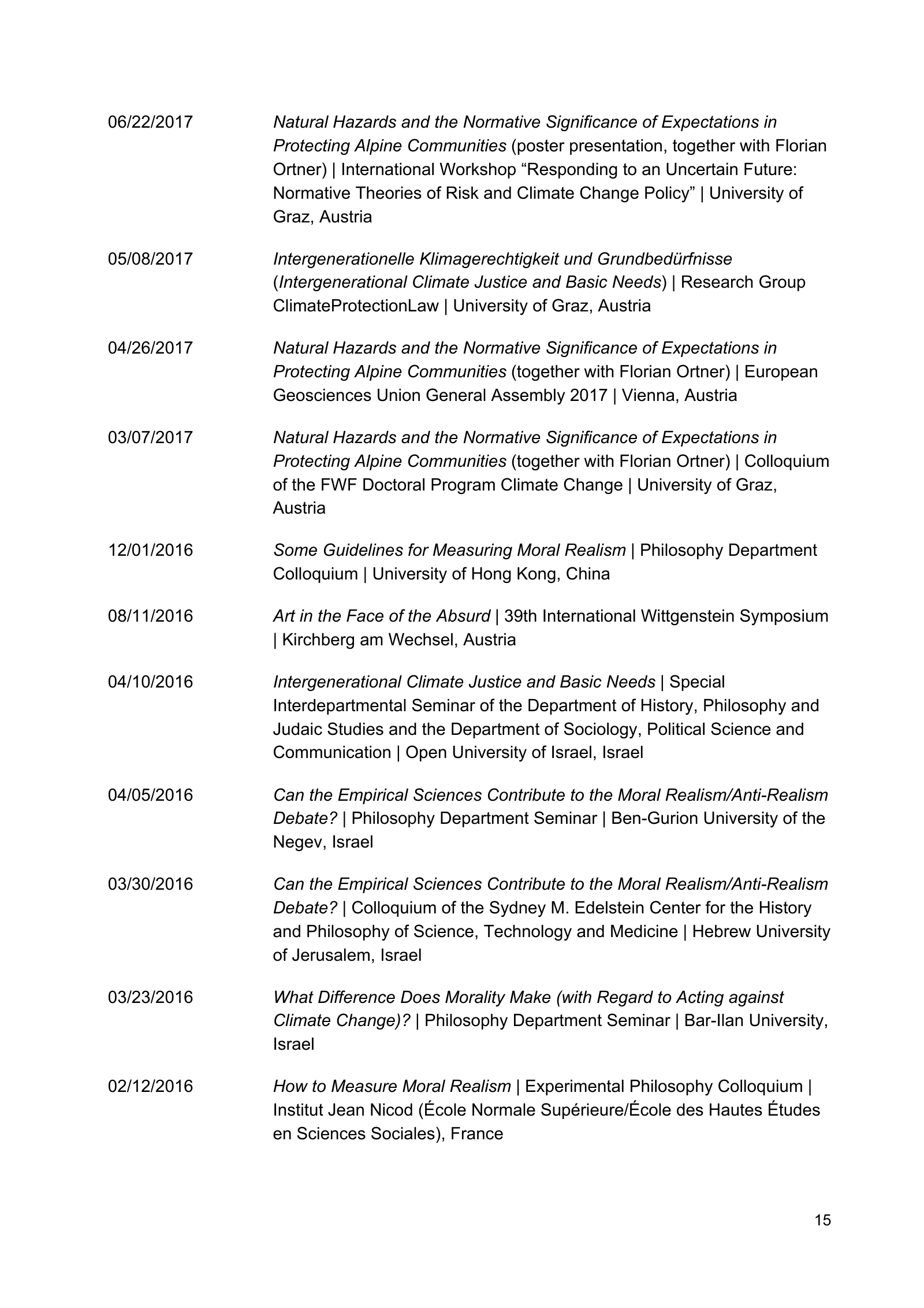 Curriculum vitae of Thomas Pölzler, page 15 of 25